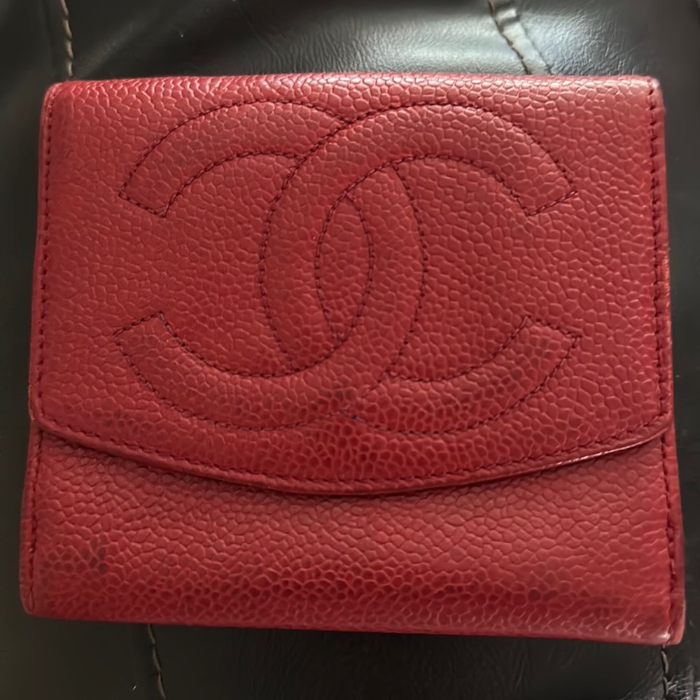 Chanel Burgundy Caviar Leather Short Wallet